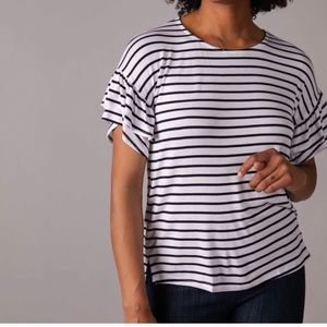Black Stripe ruffle sleeve top